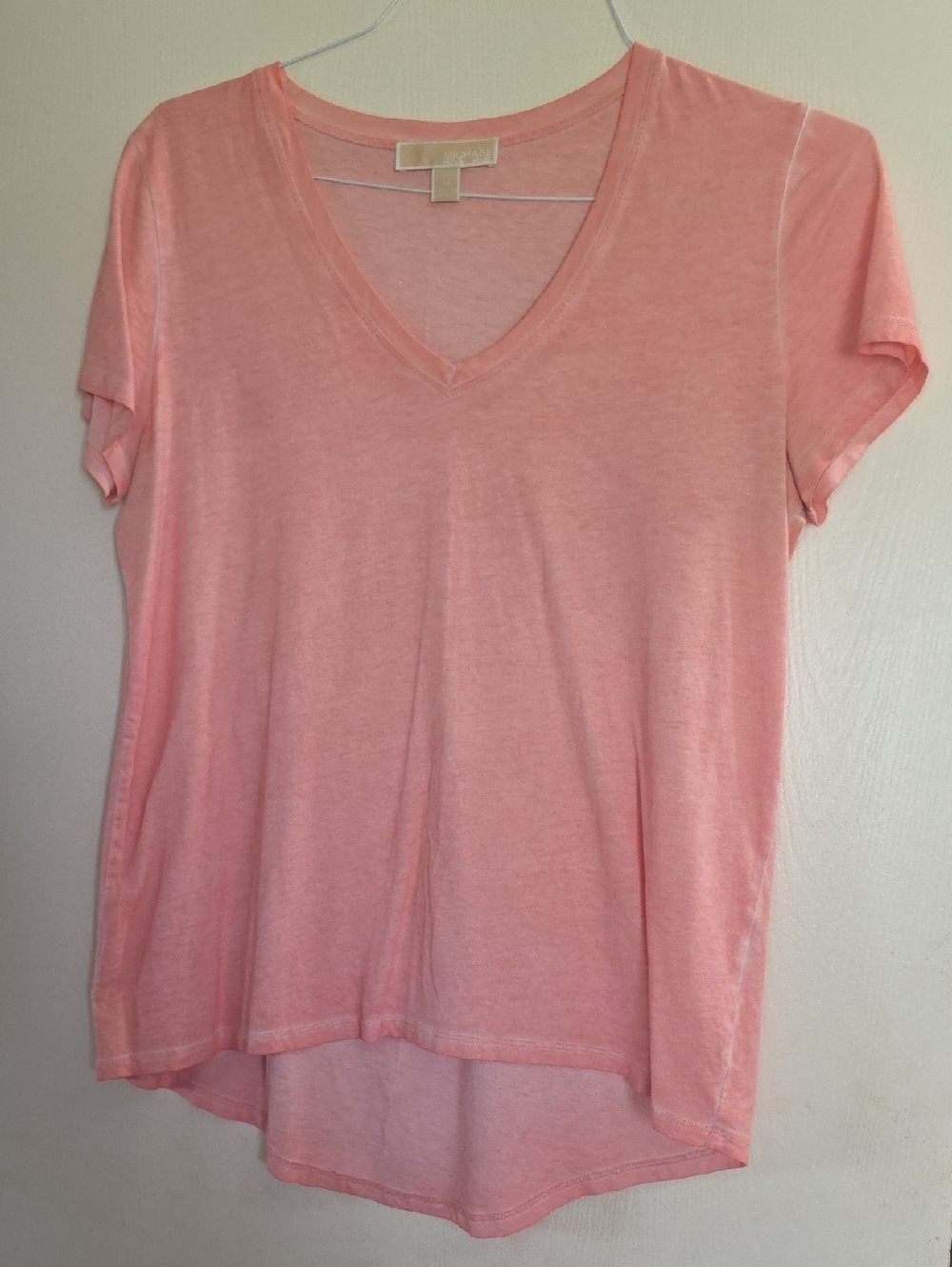 Michael Kors Coral Pink V-Neck Short Sleeve Tee